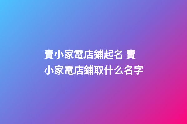 賣小家電店鋪起名 賣小家電店鋪取什么名字-第1張-店鋪起名-玄機派